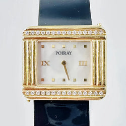 POIRAY "Ma Première 16/9" Watch in yellow gold, Mother-of-pearl, diamonds, and leather