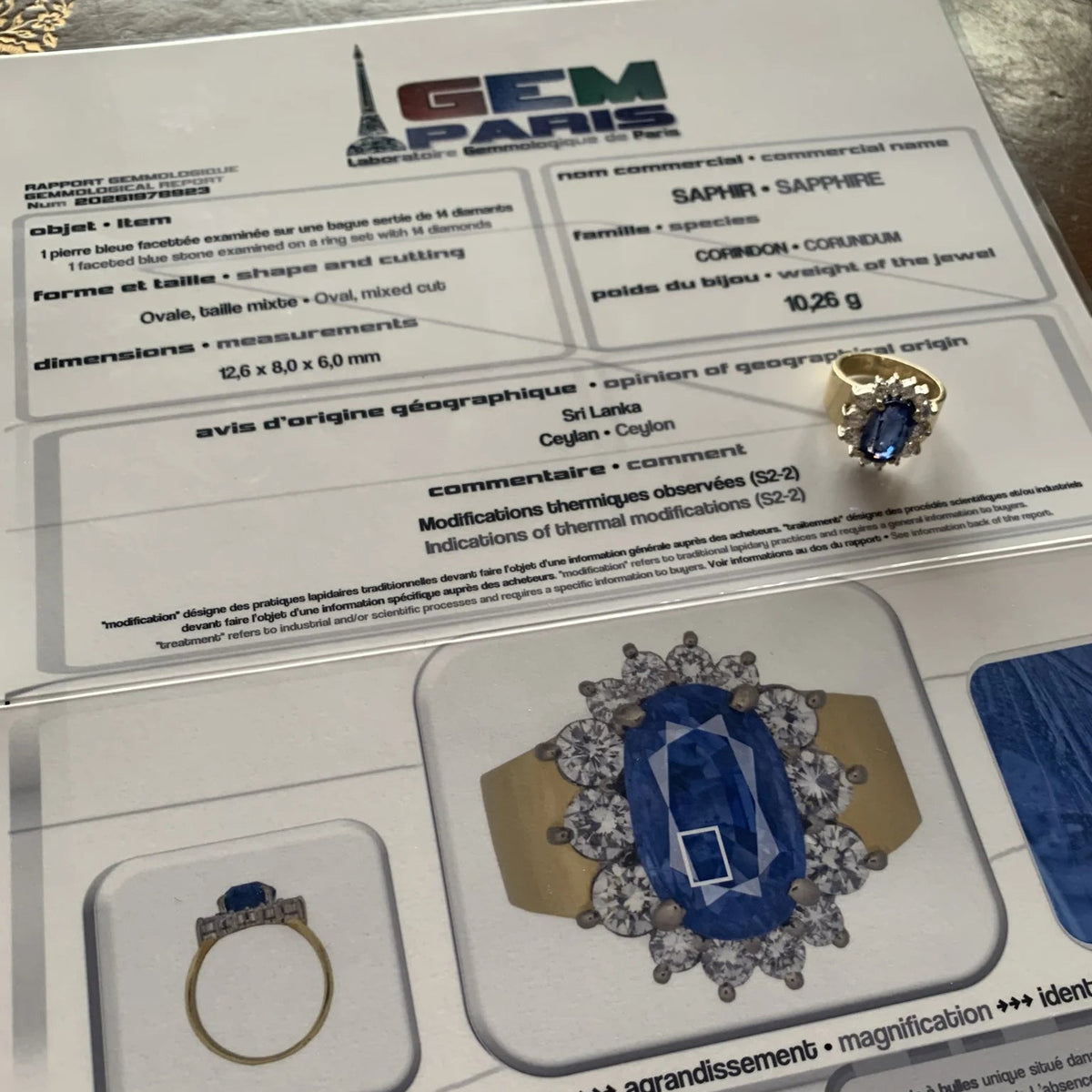 Pompadour Ring in Yellow Gold, Sapphire, and Diamonds