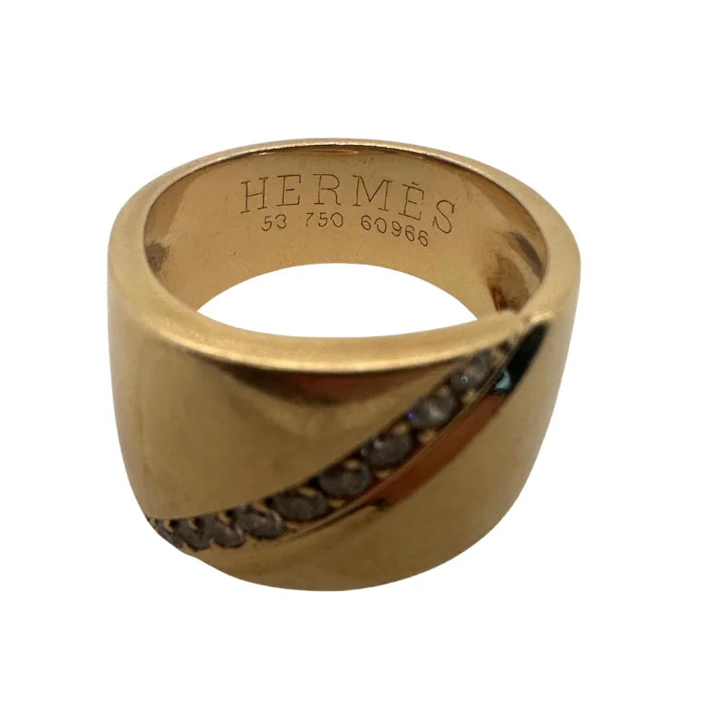 Bague Bandeau HERMÈS Trace en or jaune et diamants