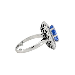 Bague Pompadour en or blanc, saphir et diamants