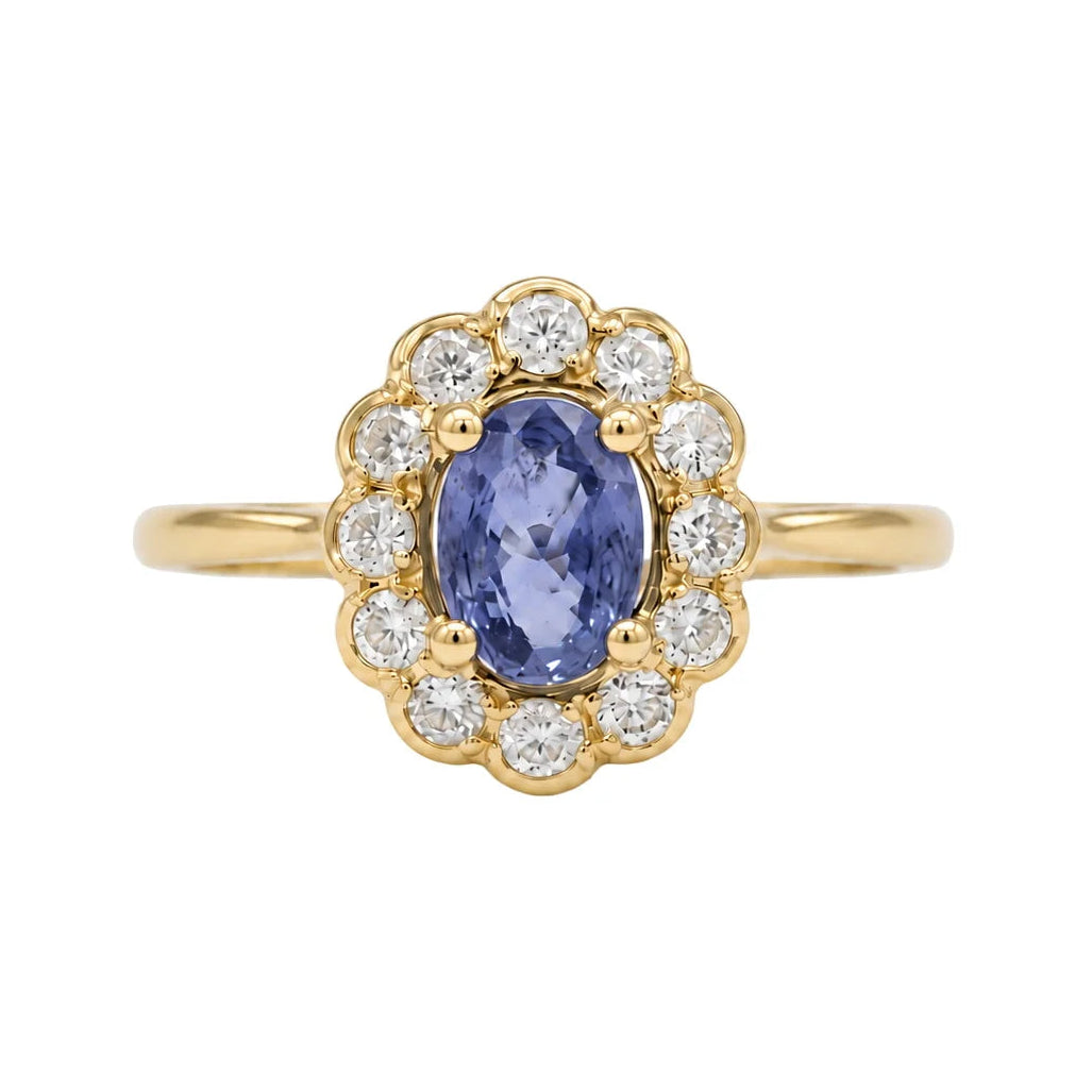 Marguerite Ring in Yellow Gold, Sapphire, and Diamonds