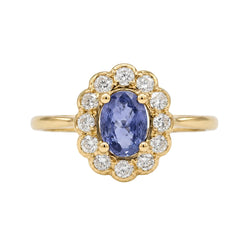 Marguerite Ring in Yellow Gold, Sapphire, and Diamonds