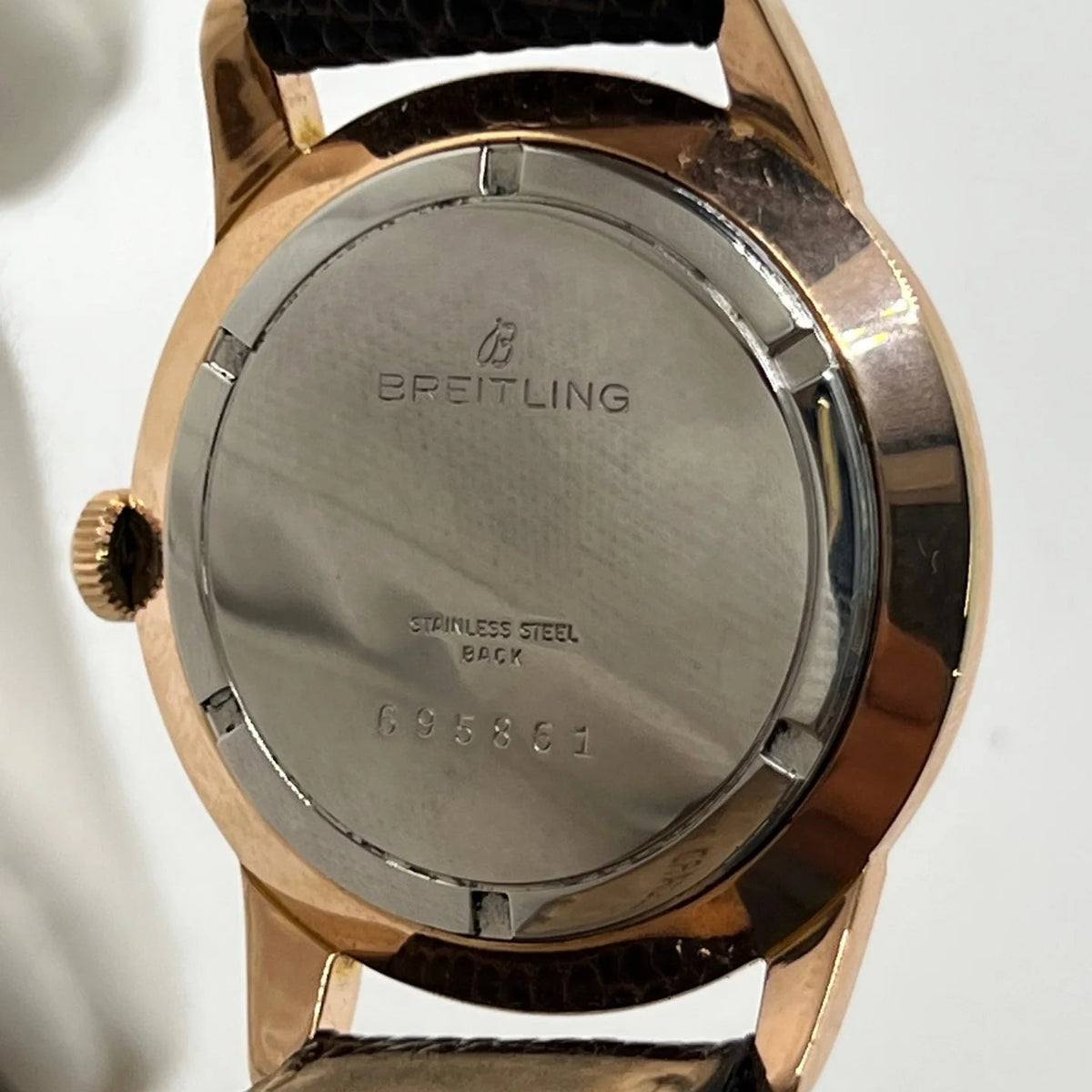 BREITLING "Geneva" Watch in rose gold-plated steel and leather