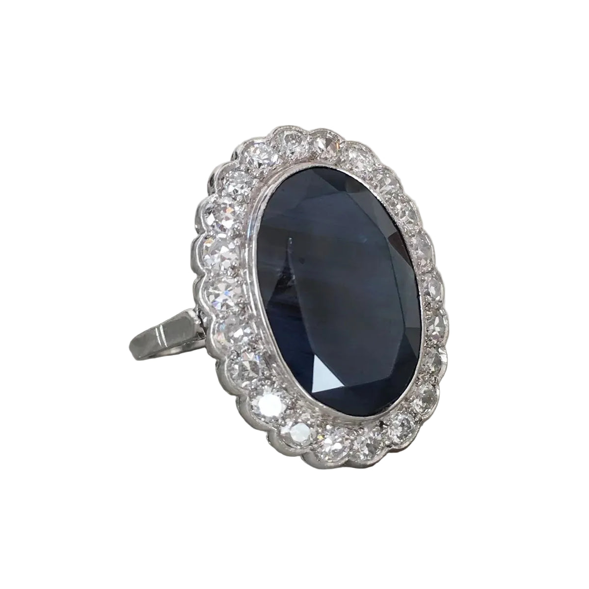 Entourage Ring in white gold, sapphire, and diamonds