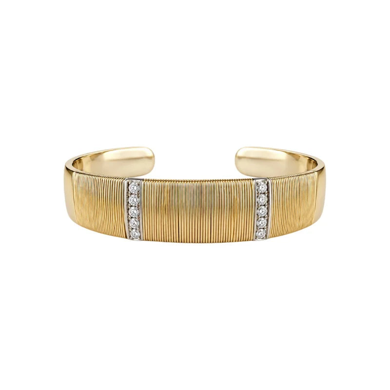 Bracelet Jonc HERMÈS en or blanc, or jaune et diamants