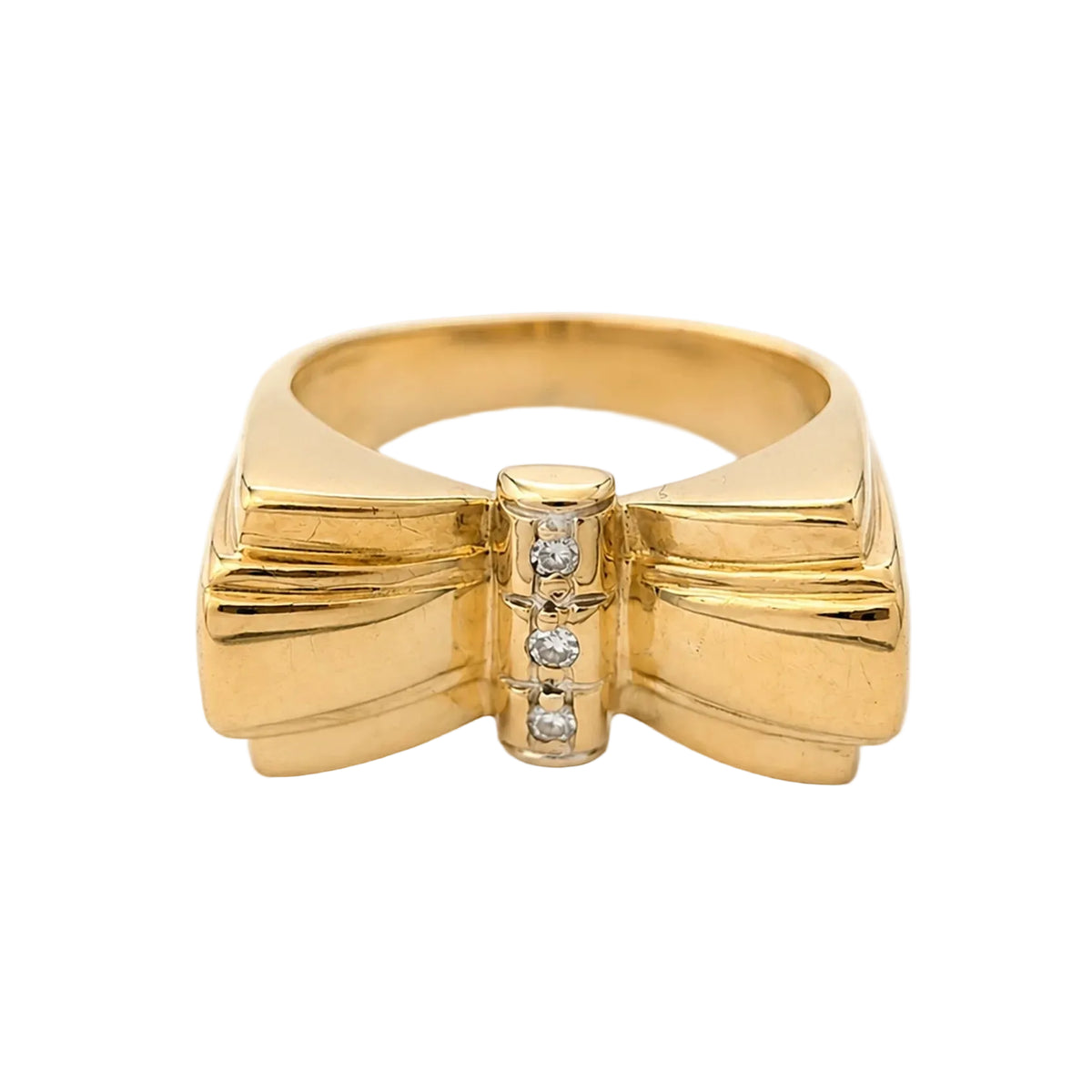 Yellow Gold and Diamond Tank Ring