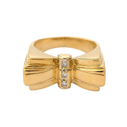 Yellow Gold and Diamond Tank Ring