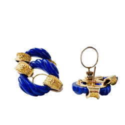 CHAUMET earrings in yellow gold and Lapis lazuli