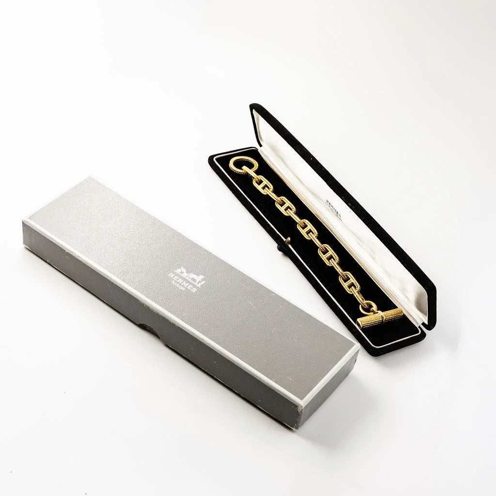 HERMÈS Bracelet by GEORGES LENFANT "Vendôme anchor chain in yellow gold"