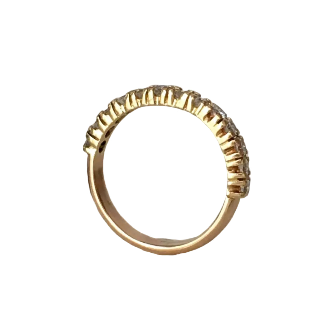 Bague Alliance en or jaune, or rose et diamants