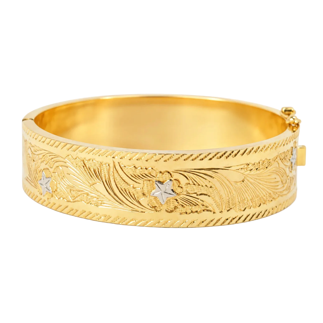 White gold and Yellow gold Cuff bracelet