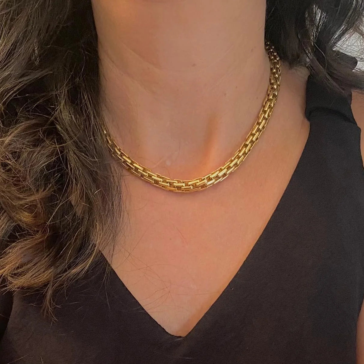 POMELLATO Link Necklace in white gold, yellow gold, and diamonds