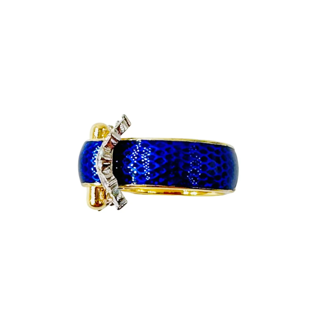 Bague FRED Ceinture en or jaune, or blanc, émail et diamants