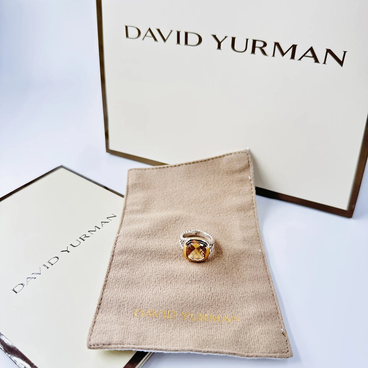 DAVID YURMAN "Albion" Ring in Silver, Yellow Gold, and Citrine