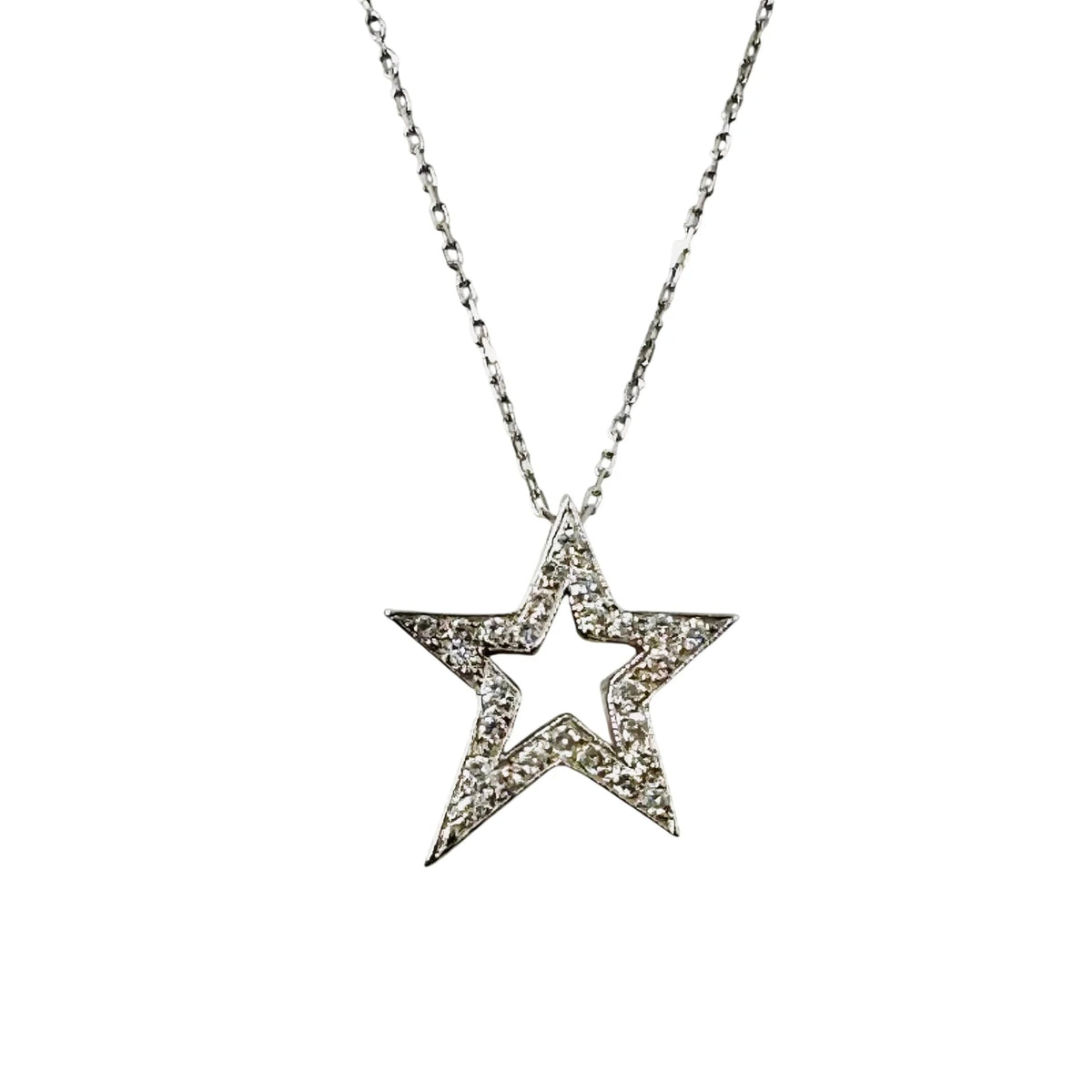 White Gold Star Pendant Necklace with Diamonds