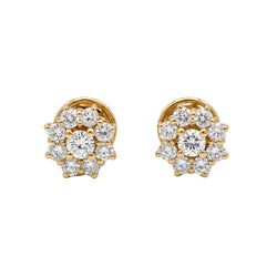 Boucles d’oreilles Puces en or jaune et diamants