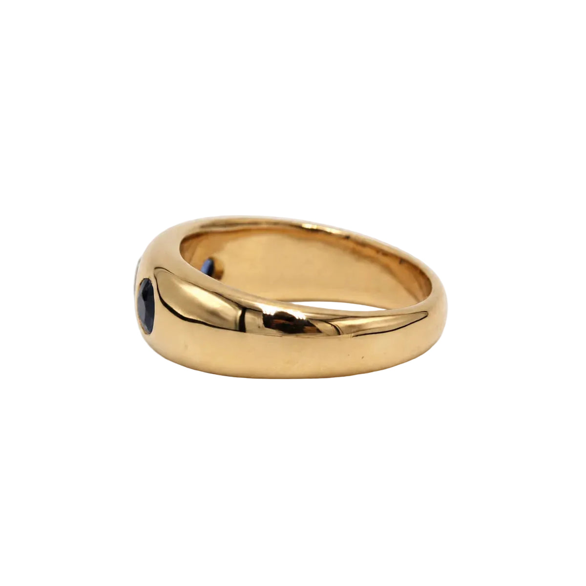 Yellow Gold Bangle Ring with Sapphires and a Diamond