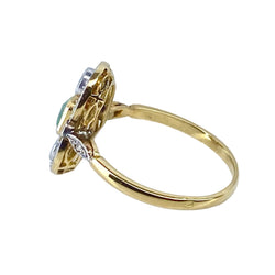 "Entourage" Ring in Yellow Gold, Emerald, and Diamonds