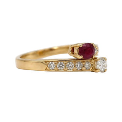 "Toi & Moi" Ring in yellow gold, rubies, and diamonds