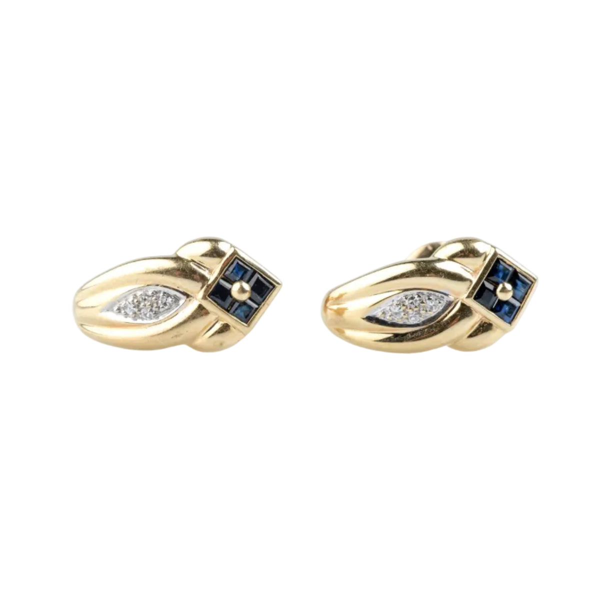 Yellow Gold Earrings with Sapphires and Diamonds