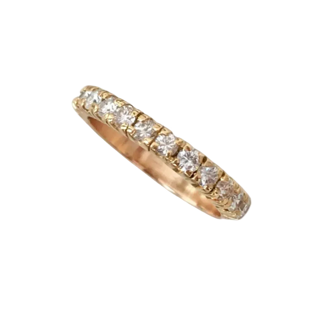 Wedding Band in Yellow Gold, Rose Gold, and Diamonds