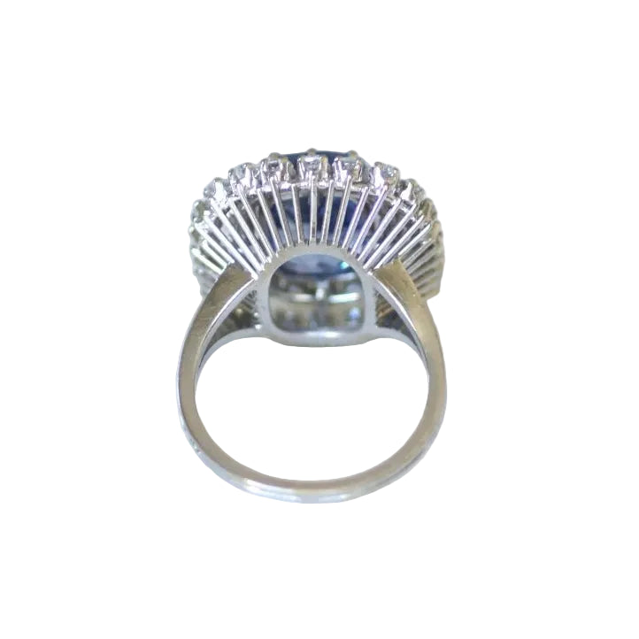 Cocktail Ring in White Gold, Sapphire, and Diamonds