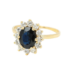 Marguerite Ring in Yellow Gold, Sapphire, and Diamonds