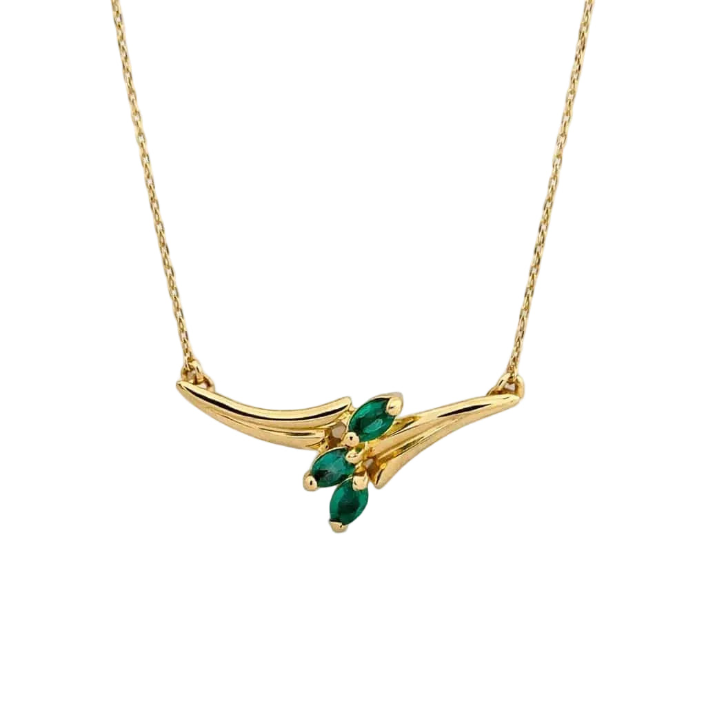 Yellow Gold Necklace with Emerald Pendant