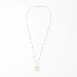 White Gold Necklace with a Pendant Featuring a Fancy Yellow Diamond and a Diamond