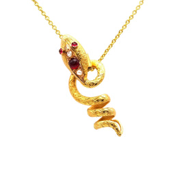 Yellow gold, Ruby, and pearl pendant