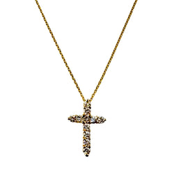 Yellow Gold Cross Pendant Necklace with Diamonds