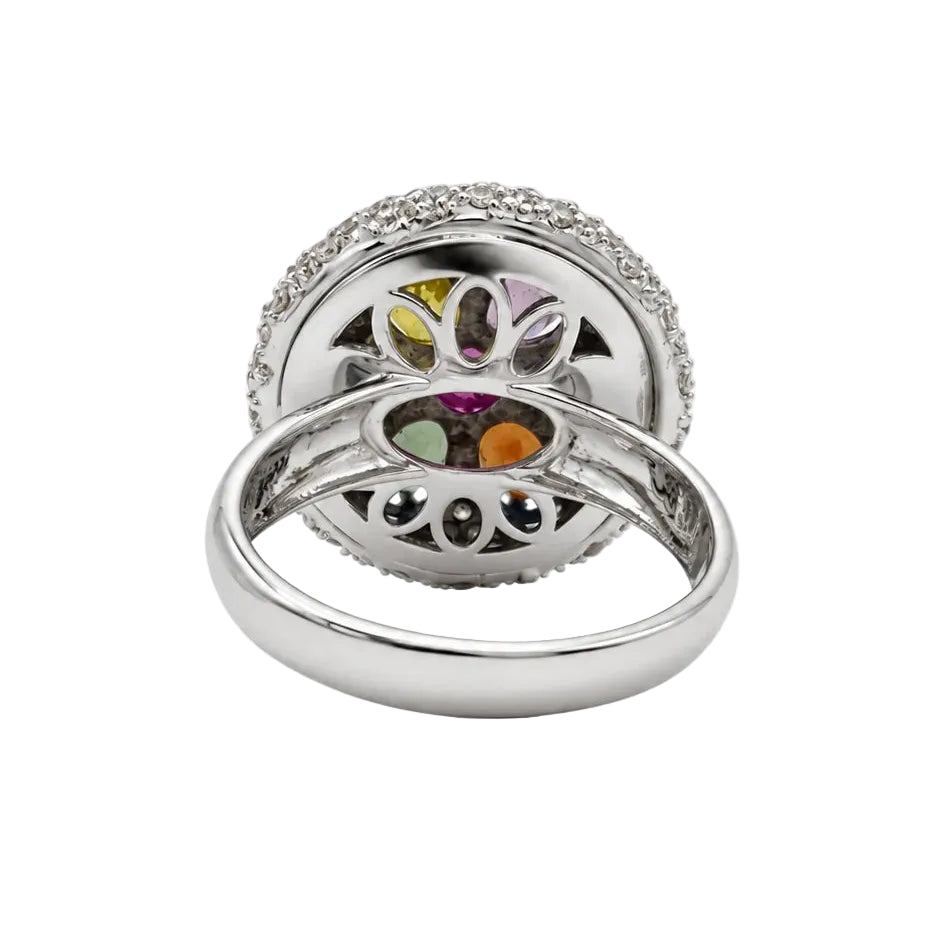 Bague Dôme en or blanc, saphirs et diamants