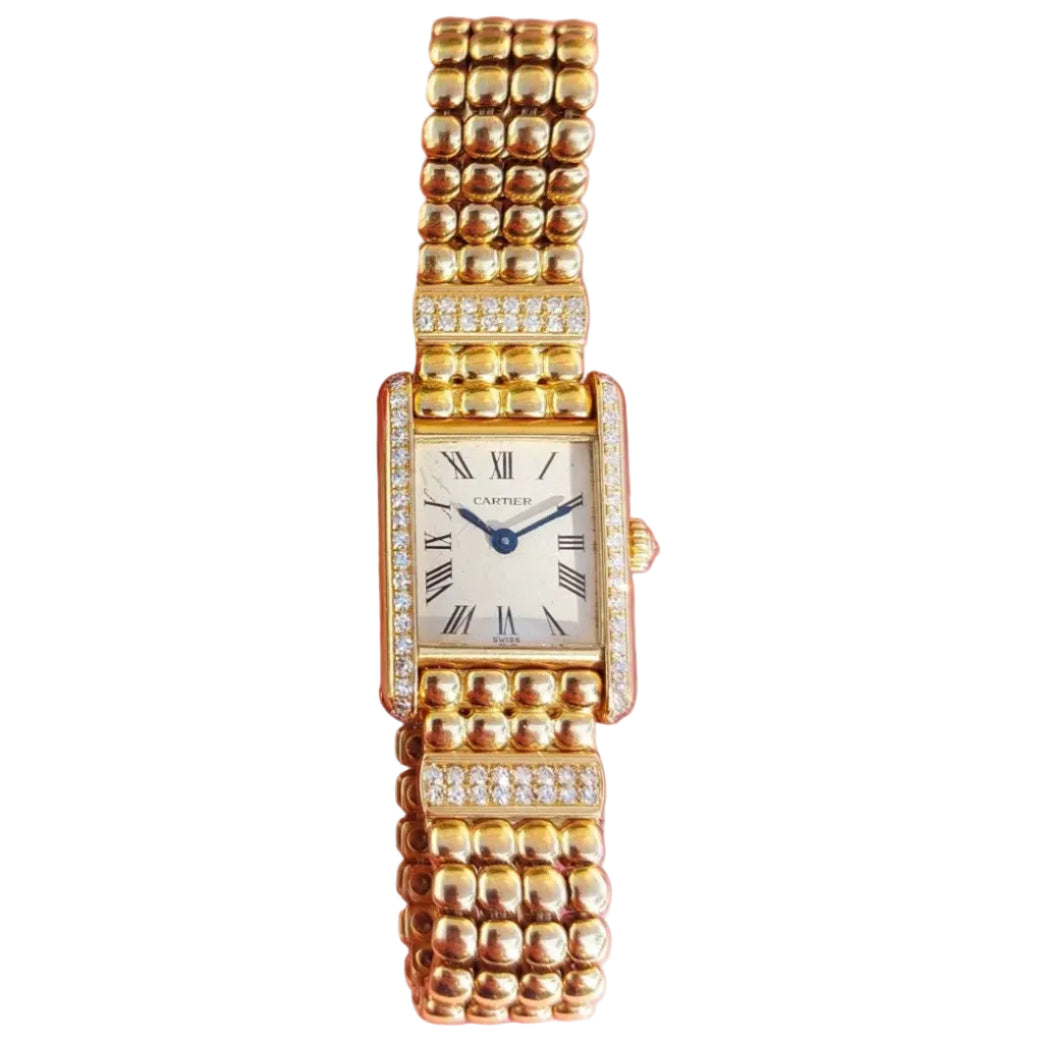 CARTIER "Tank Louis Cartier Mini" watch in yellow gold and diamonds
