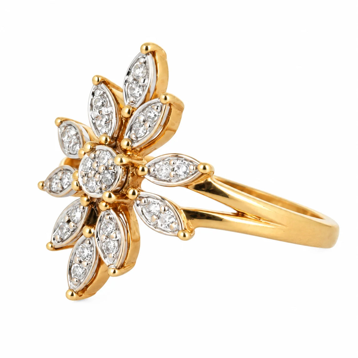 Marguerite Ring in White gold, Yellow gold, and Diamonds