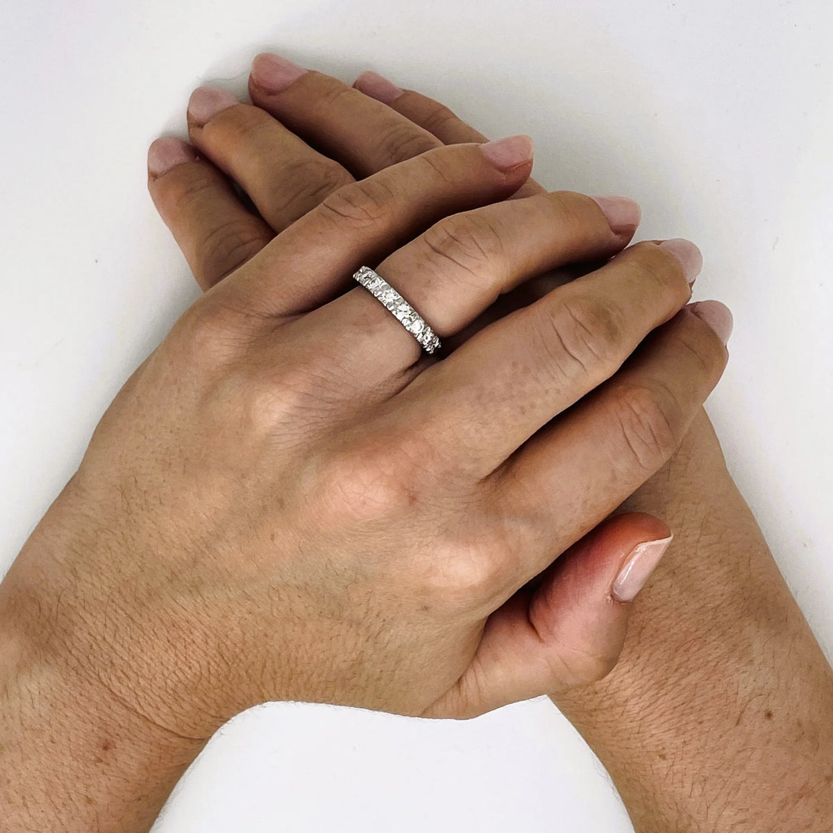 American Wedding Band in White Gold and Diamonds