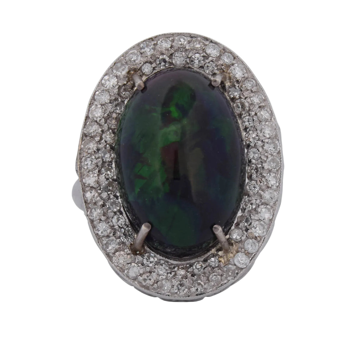 Entourage Ring in white gold, Opal, and Diamonds