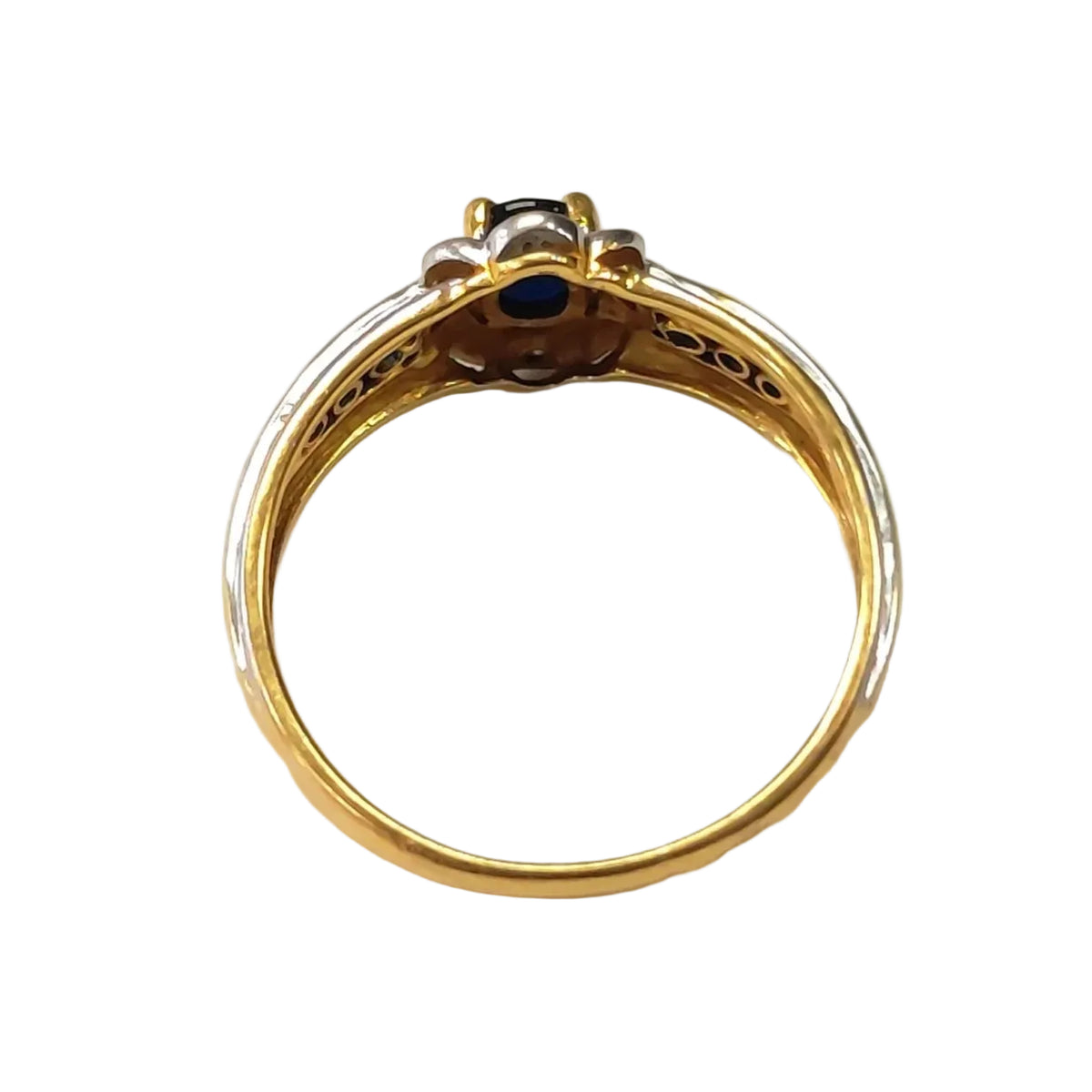 bague Jonc en or blanc, or jaune, saphir et diamants