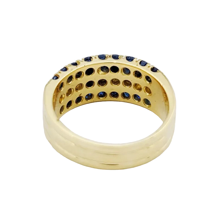 Yellow Gold Band Ring with Sapphires and Diamonds
