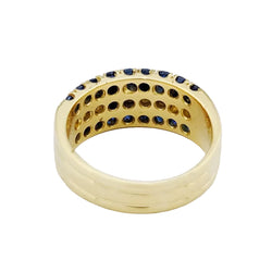 Yellow Gold Band Ring with Sapphires and Diamonds