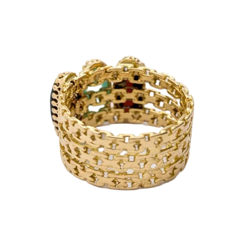 Yellow Gold Ring with Chalcedony and Garnets