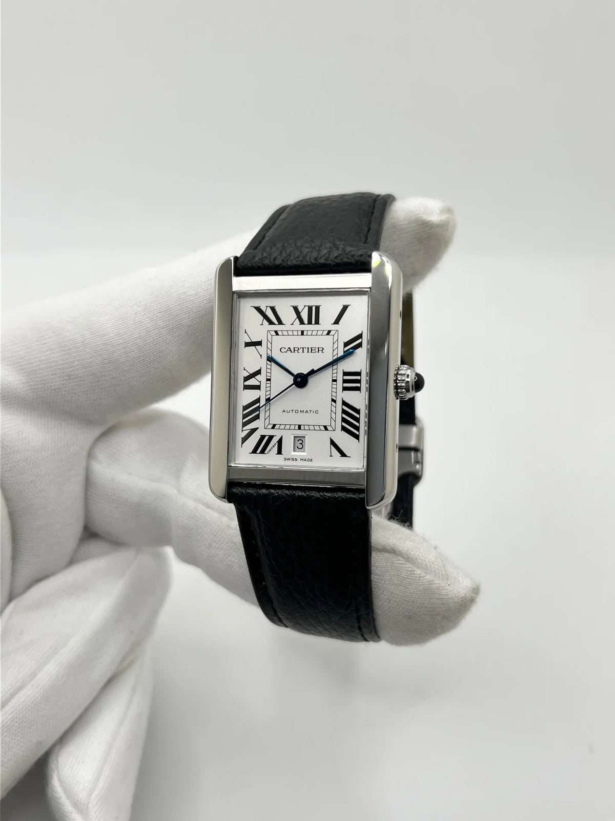 CARTIER "Tank Solo XL" Watch in Steel and Leather