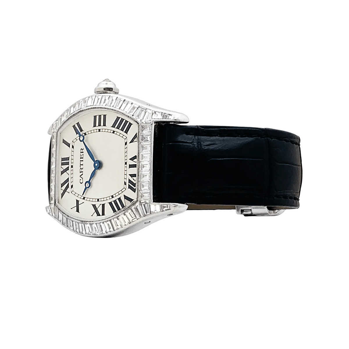 CARTIER "Tortue" Watch in White Gold and Diamonds