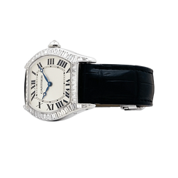 CARTIER "Tortue" Watch in White Gold and Diamonds