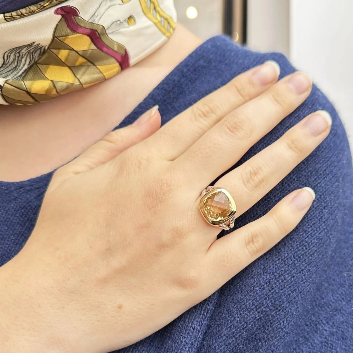 Bague DAVID YURMAN Albion en or jaune, argent et citrine