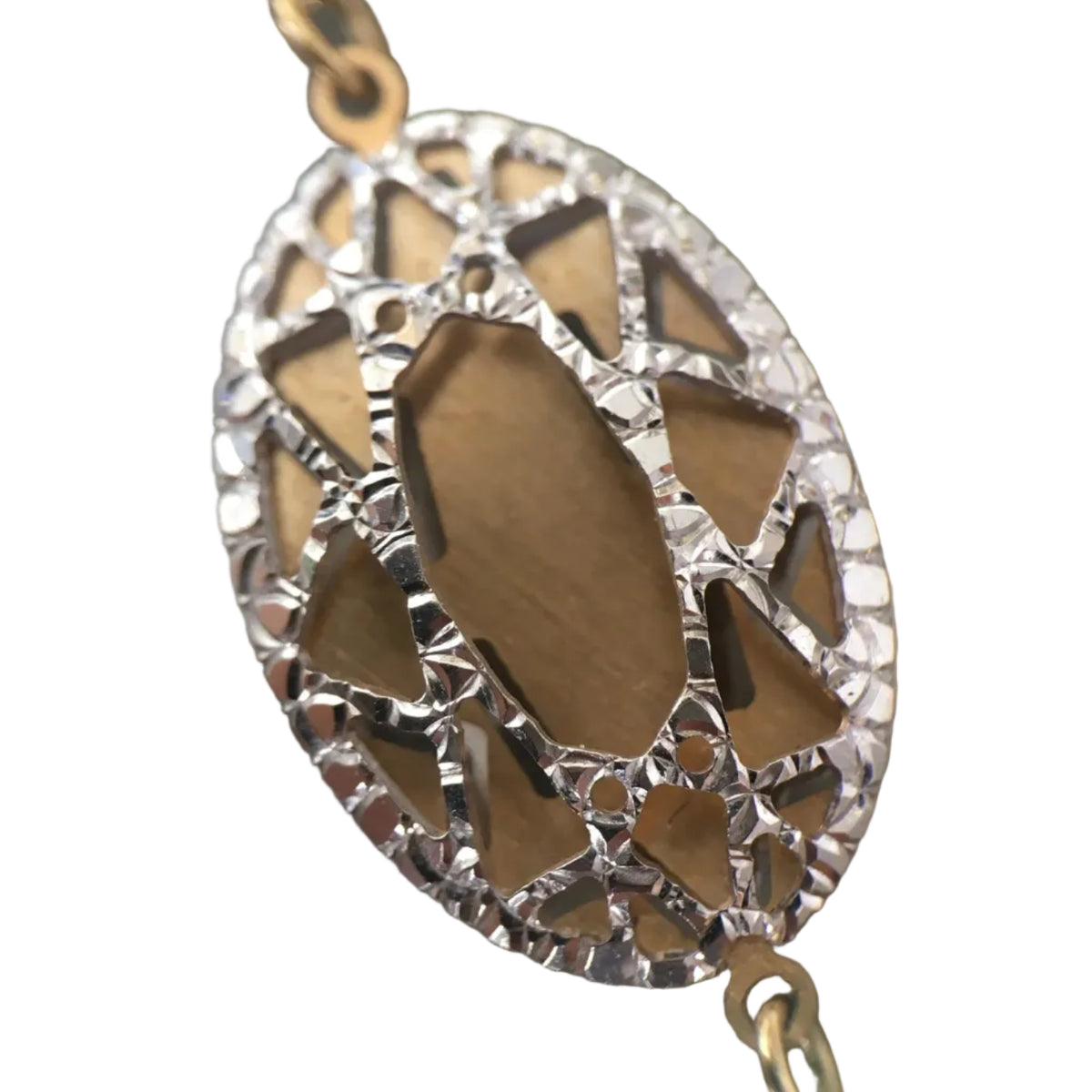 Long Necklace in White Gold and Yellow Gold