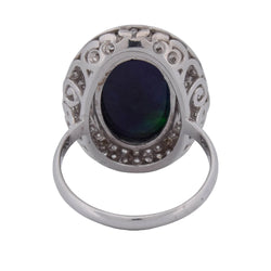 Entourage Ring in white gold, Opal, and Diamonds