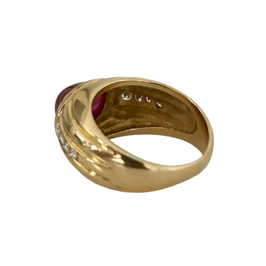 Yellow Gold Bangle Ring with Rubies and Diamonds