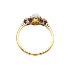 Trilogy Ring in Yellow gold, Opal, and Diamonds