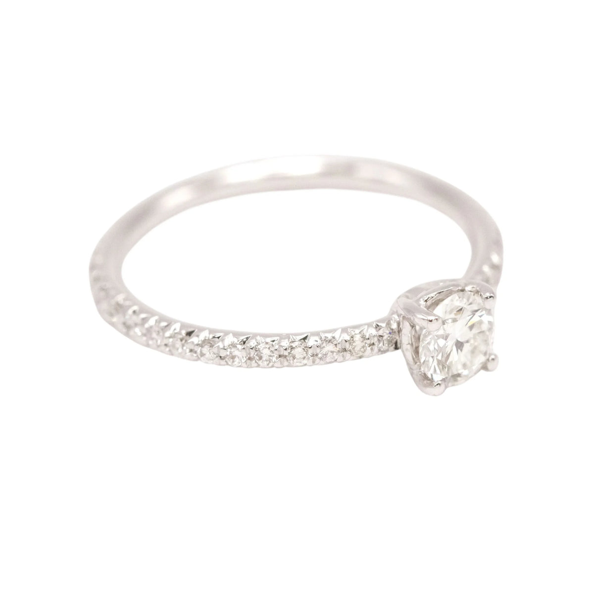 White Gold Solitaire Ring with Diamonds