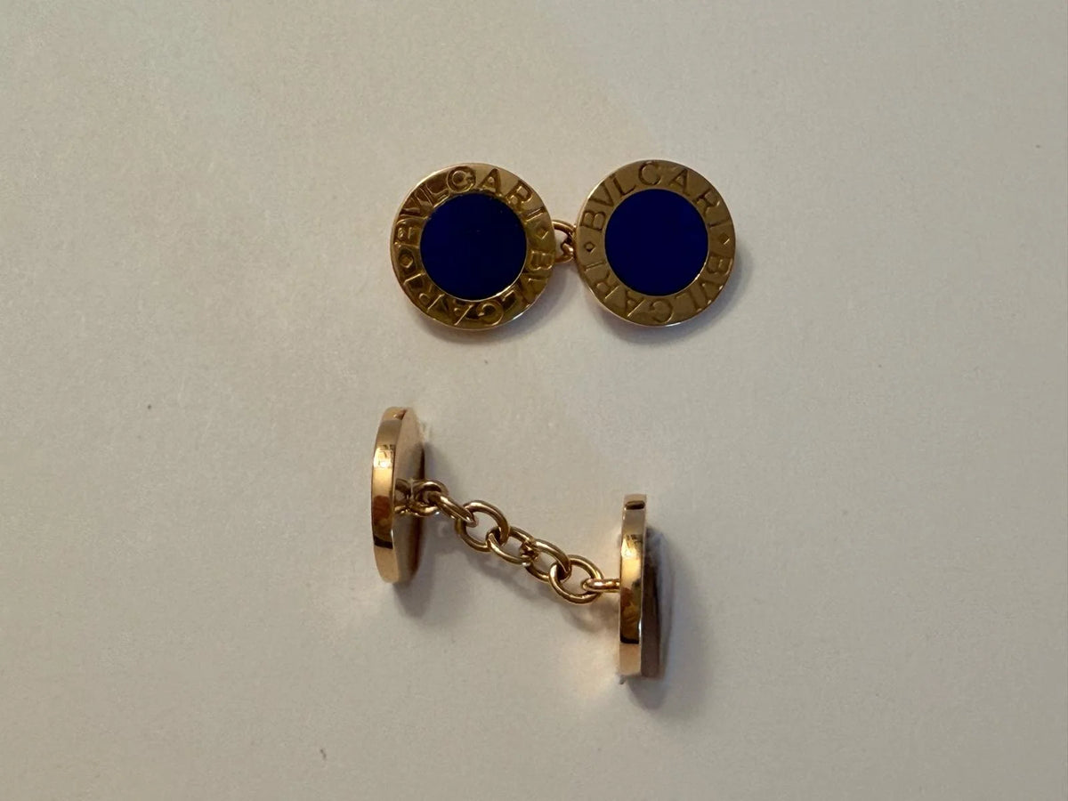 BULGARI cufflinks in yellow gold and Lapis lazuli